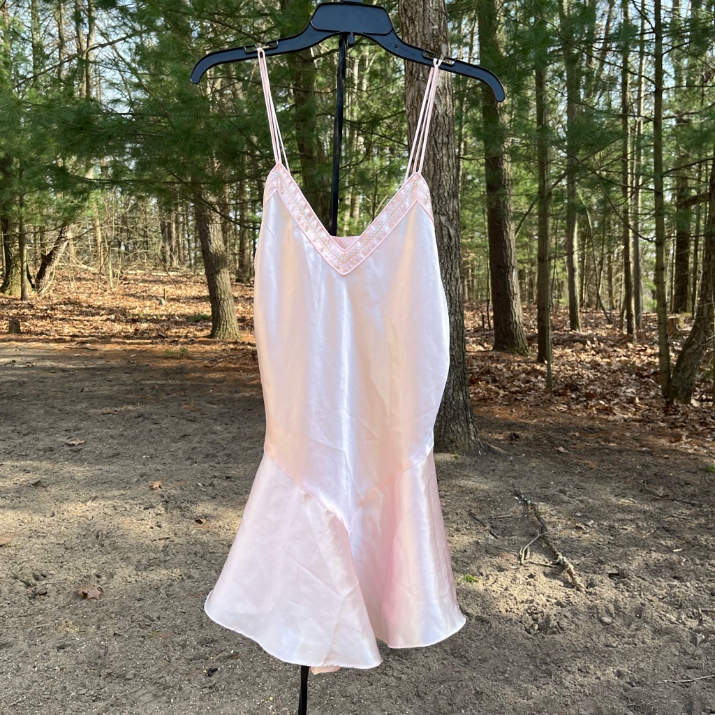 80s Pink Ruffle Slip Dress